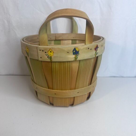 Decorative Basket Birdhouse Accents Farmhouse Cottage Core Garden Homestead - Picture 2 of 7